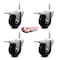 Service Caster 4 Inch Soft Rubber Swivel 34 Inch Threaded Stem Caster Set with Total Lock Brake SCC-TSTTL20S414-SRS-34212-4 - alternate 4